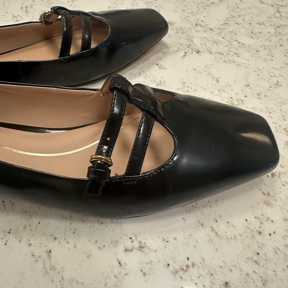 Cole Haan Black Leather Flats with Strap Detail - Picture 3 of 4